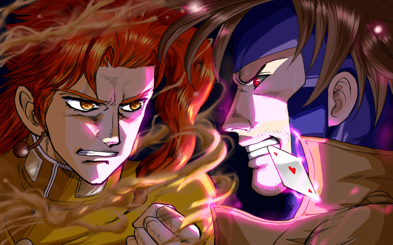 gambit, rubber soul, and yellow temperance (jojo no kimyou na bouken and 4 more) drawn by nana-2009