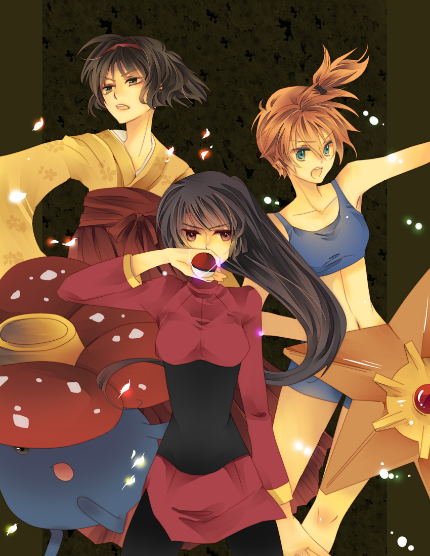 misty, sabrina, erika, staryu, and vileplume (pokemon and 1 more) drawn by jikei