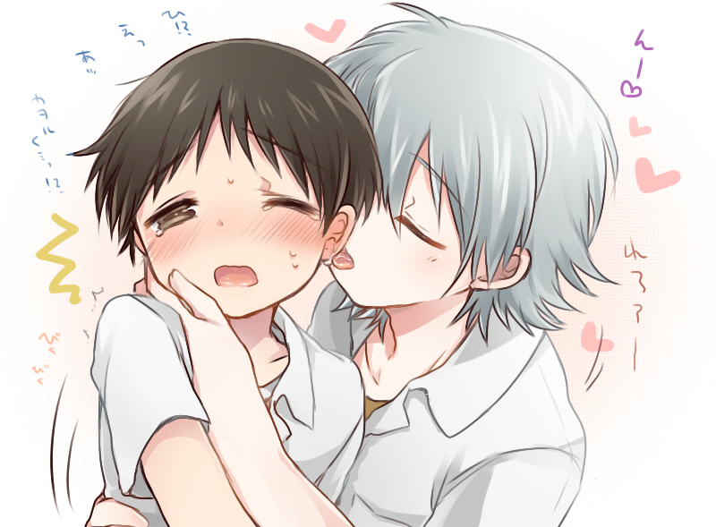 ikari shinji and nagisa kaworu (neon genesis evangelion) drawn by hoshihuri