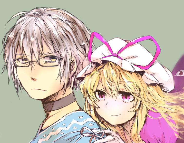 yakumo yukari and morichika rinnosuke (touhou) drawn by yuichiitan