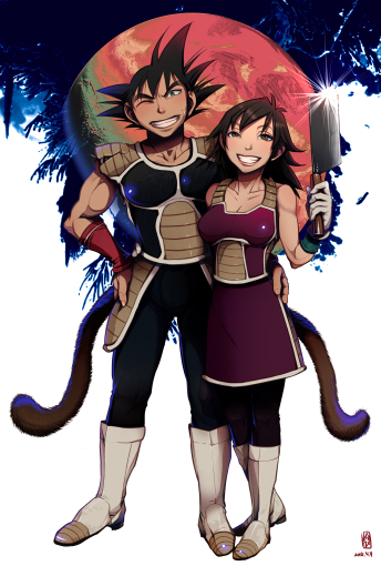 bardock and gine (dragon ball and 1 more) drawn by harumaki
