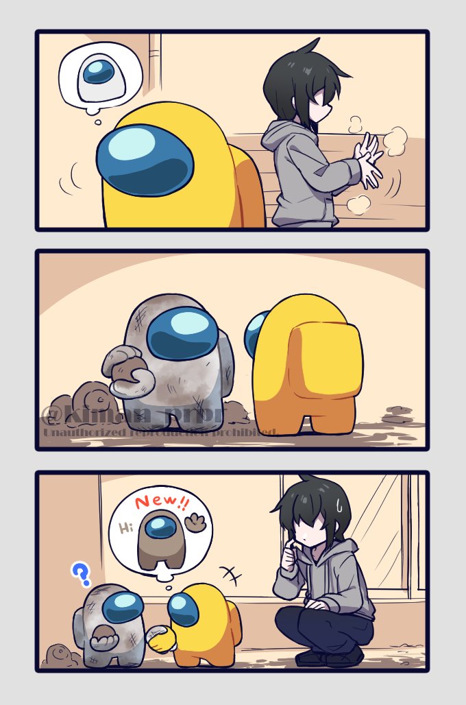 crewmate, yellow, white, they, and tan (original and 1 more) drawn by kiman