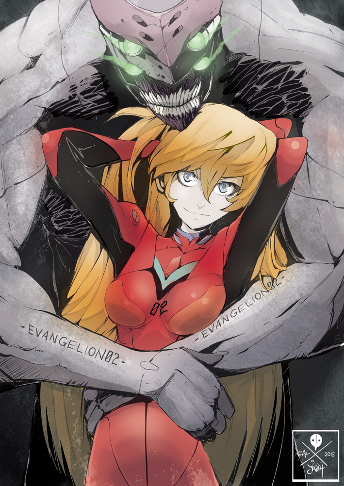 souryuu asuka langley and eva 02 (neon genesis evangelion and 1 more) drawn by jinbei