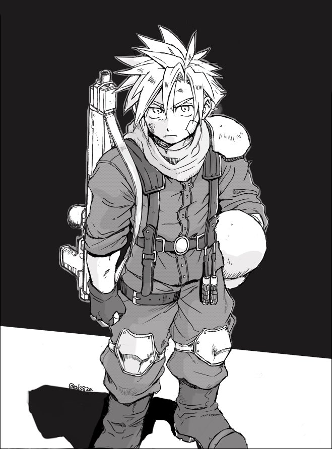 cloud strife (final fantasy and 1 more) drawn by als8za