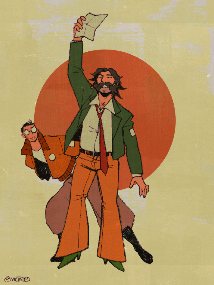 kim kitsuragi and harry du bois (disco elysium) drawn by cactired