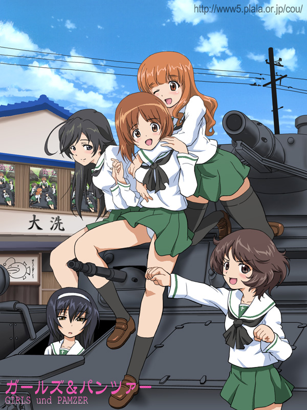 nishizumi miho, akiyama yukari, takebe saori, reizei mako, and isuzu hana (girls und panzer) drawn by nolia