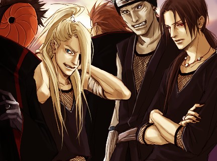 uchiha itachi, uchiha obito, deidara, tobi, pain, and 1 more (naruto and 1 more) drawn by lily_(artist)