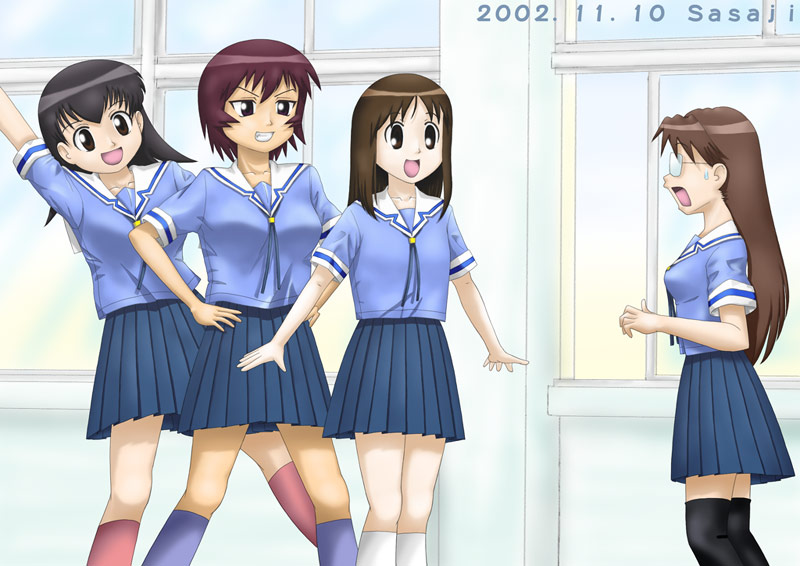 kasuga ayumu, takino tomo, kagura, and mizuhara koyomi (azumanga daioh) drawn by sasaji