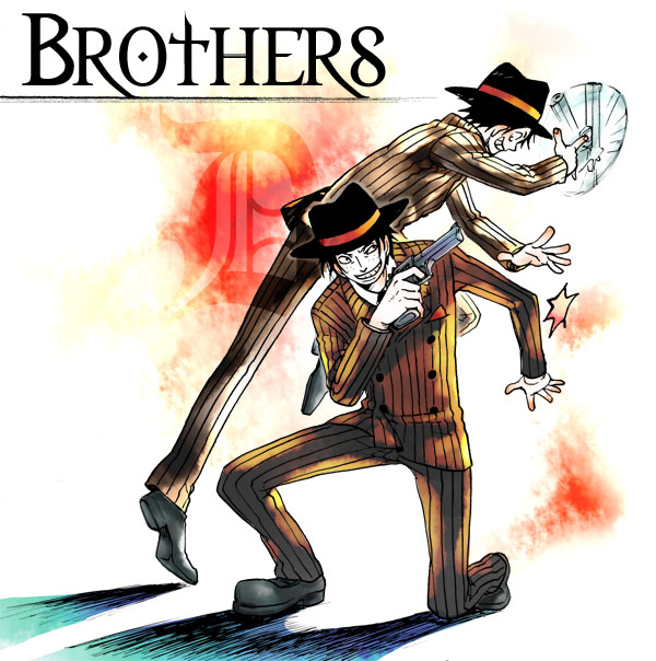 monkey d. luffy and portgas d. ace (one piece) drawn by futomaki