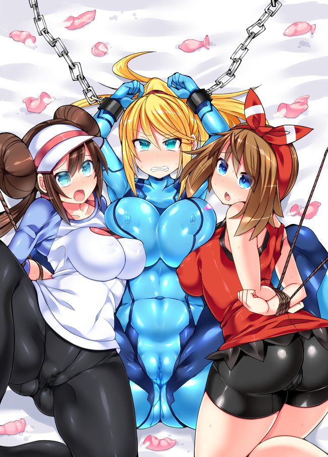 may, rosa, and samus aran (pokemon and 3 more) drawn by hisui_(stapspats)