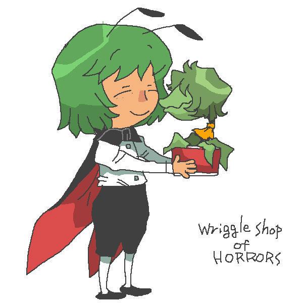 kazami yuuka, wriggle nightbug, and audrey ii (touhou and 1 more) drawn by onikobe_rin