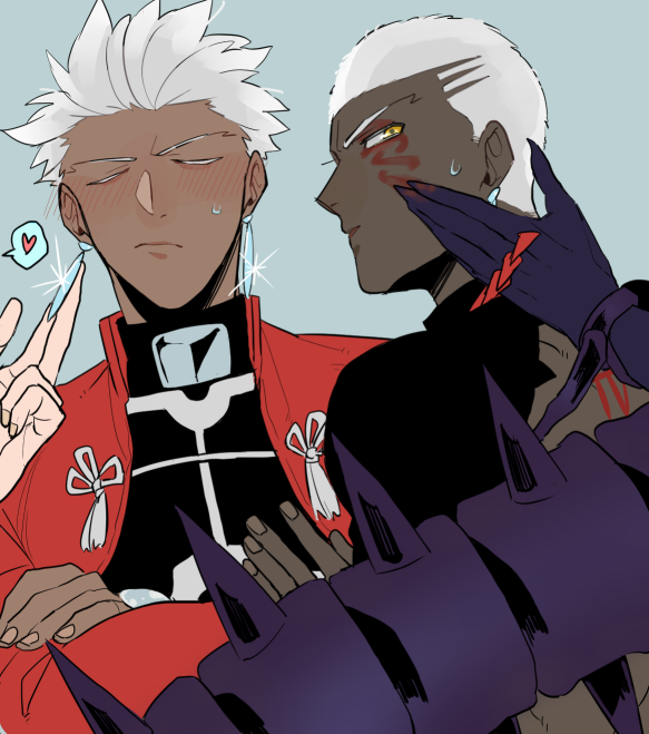 cu chulainn, archer, cu chulainn alter, and emiya alter (fate and 1 more) drawn by kiyoshita