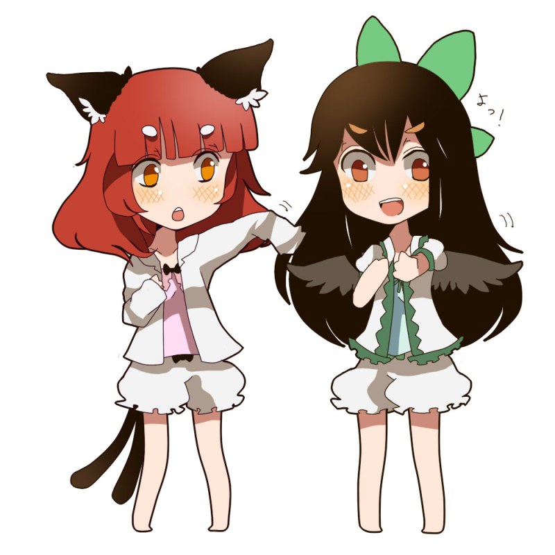 kaenbyou rin and reiuji utsuho (touhou) drawn by pote_(aonibi_kairou)