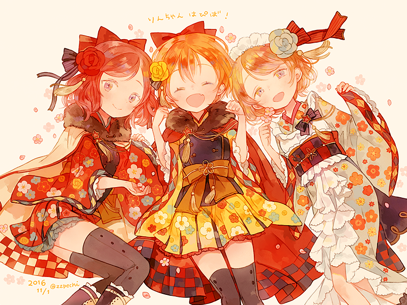 nishikino maki, hoshizora rin, and koizumi hanayo (love live! and 2 more) drawn by pechika