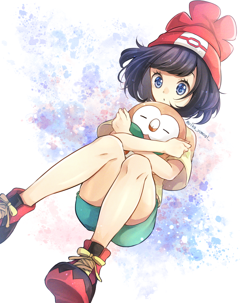selene and rowlet (pokemon and 1 more) drawn by yomogi_(black-elf)