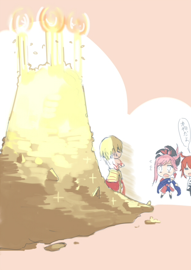 fujimaru ritsuka, gilgamesh, and miyamoto musashi (fate and 2 more) drawn by walzrj