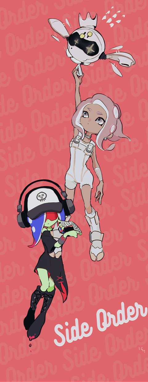 octoling player character, octoling girl, pearl, agent 8, dedf1sh, and 1 more (splatoon and 2 more) drawn by imaikuy0