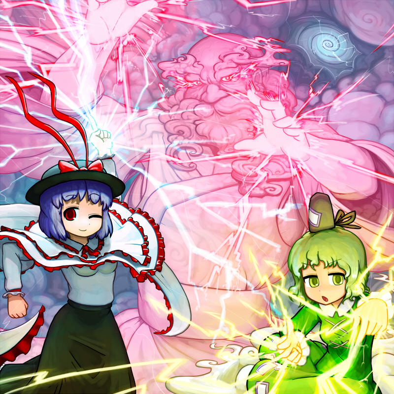 nagae iku, soga no tojiko, and unzan (touhou) drawn by ninniku_(ninnniku105)