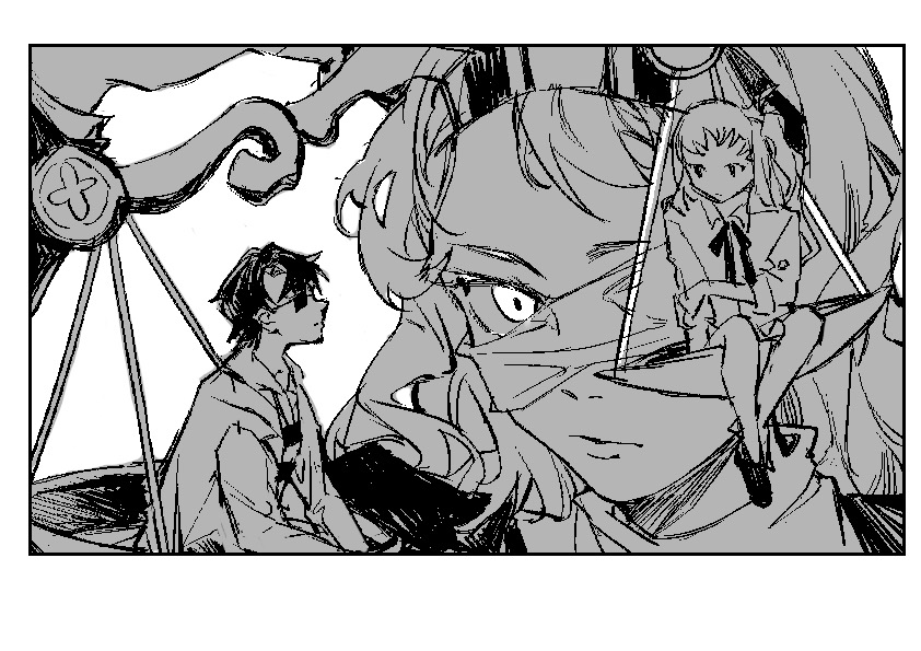 li meiyuan and xia wu (lanbaoshi ban de beihai wangxiang shaonu) drawn by luo_stack
