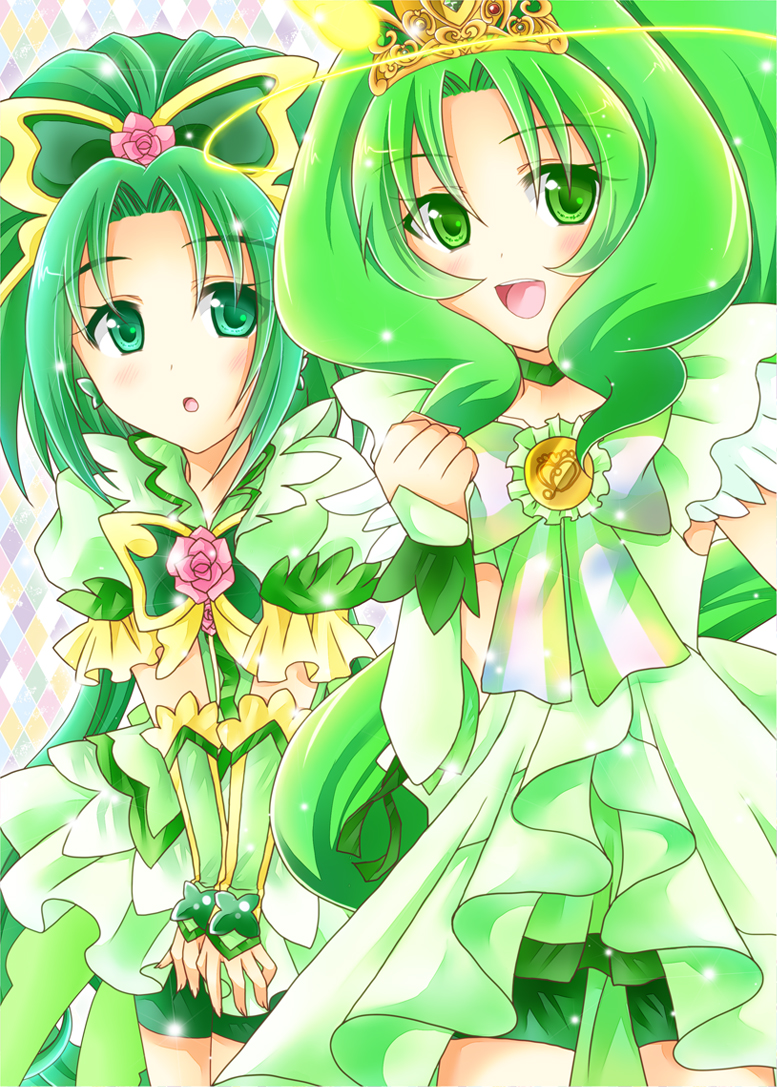 midorikawa nao, cure march, akimoto komachi, and cure mint (precure and 3 more) drawn by asahi_tooru