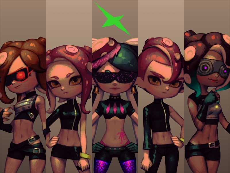 octoling player character, callie, and takozonesu (splatoon and 1 more) drawn by bellhenge