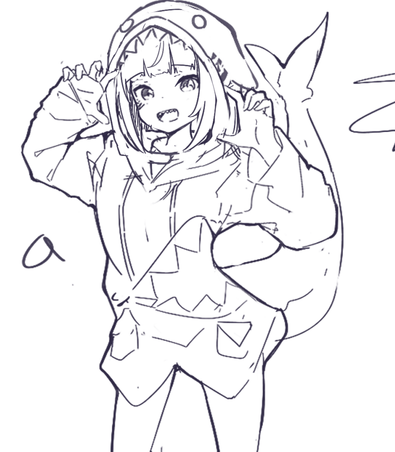 gawr gura (hololive and 1 more) drawn by nuggetkouhai
