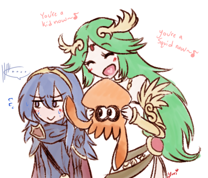 inkling player character, lucina, and palutena (fire emblem and 6 more) drawn by mahoxyshoujo