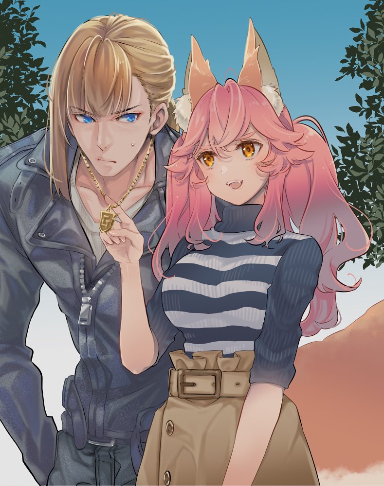 tamamo, tamamo no mae, and sakata kintoki (fate and 2 more) drawn by kurusu_piyo