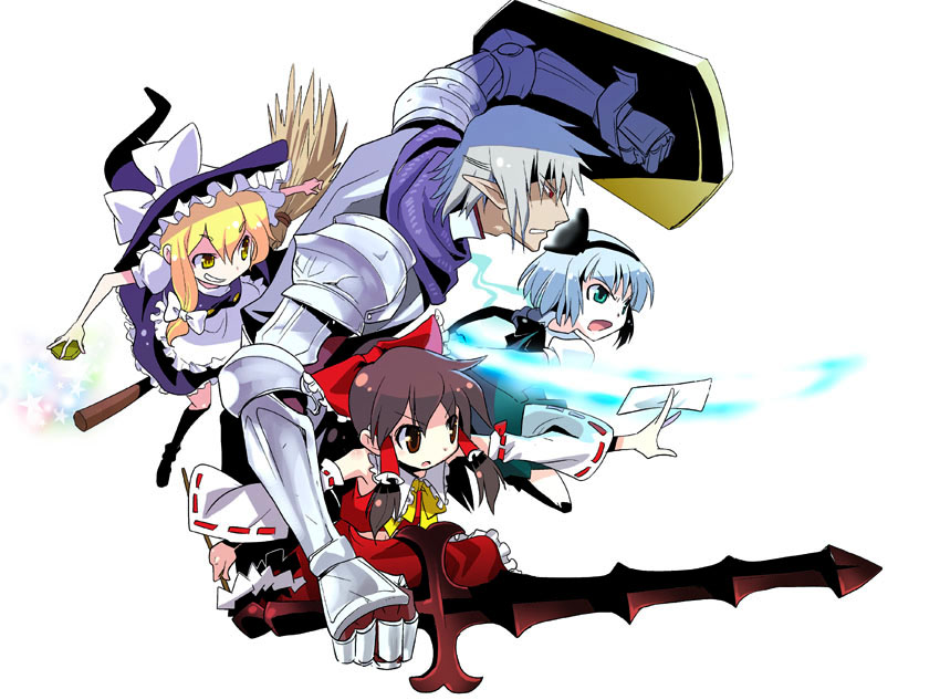 hakurei reimu, kirisame marisa, konpaku youmu, paladin, and buront (touhou and 3 more) drawn by igaiga