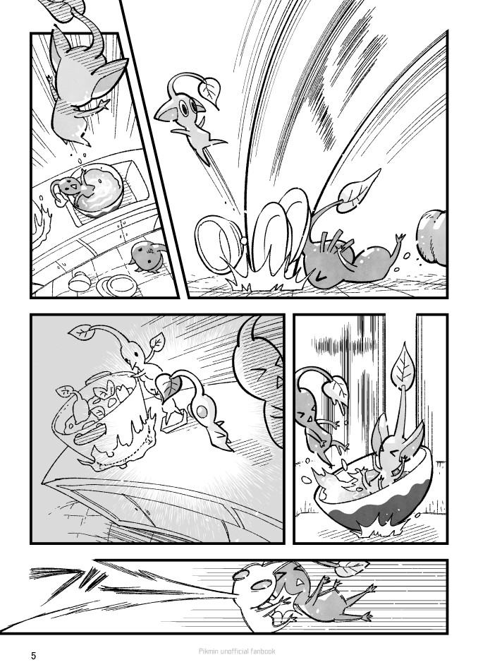 red pikmin, yellow pikmin, blue pikmin, purple pikmin, and white pikmin (pikmin and 1 more) drawn by asaikaina