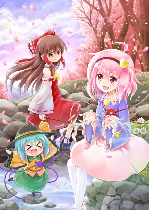 hakurei reimu, komeiji koishi, and komeiji satori (touhou) drawn by nichika_(nitikapo)