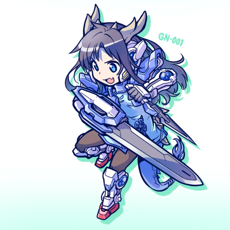 karin and gundam exia (gundam and 2 more) drawn by kato_takuji