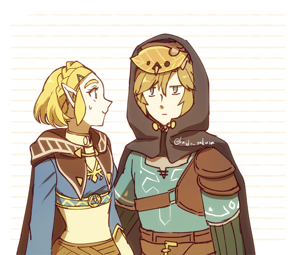 link, princess zelda, and korok (the legend of zelda and 1 more) drawn by kaidou_mitsuki