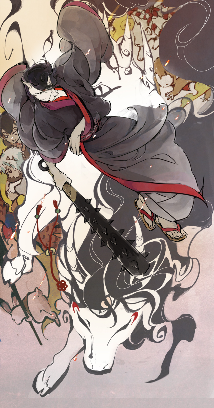 hoozuki, hakutaku, karauri, nasubi, shiro, and 2 more (hoozuki no reitetsu) drawn by zennzai