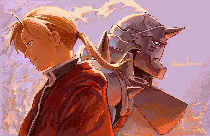 edward elric and alphonse elric (fullmetal alchemist) drawn by sabertoon_artt