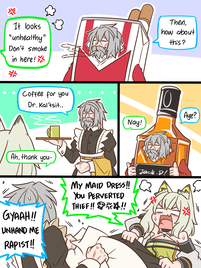 doctor, kal'tsit, male doctor, and old man (arknights) drawn by guin_guin