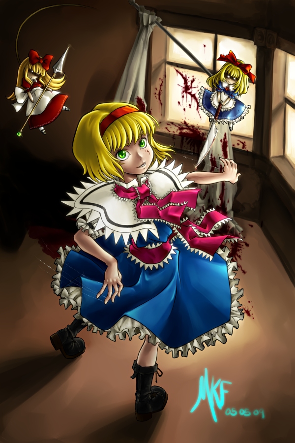 alice margatroid, shanghai doll, and hourai doll (touhou) drawn by madkoifish