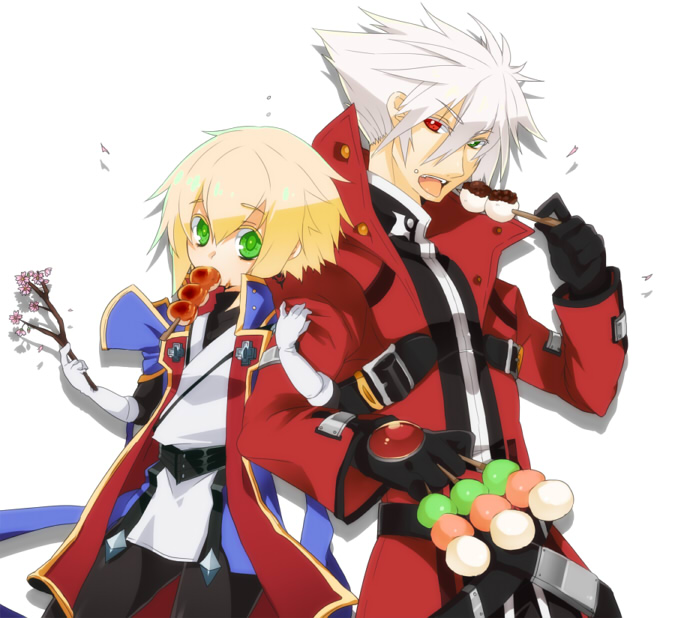 ragna the bloodedge and jin kisaragi (blazblue) drawn by uzukinoko