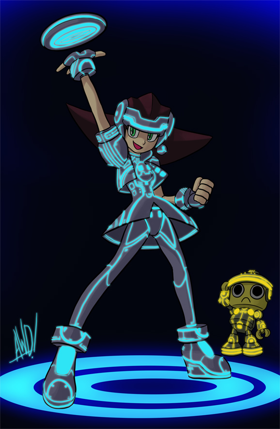 tron bonne and servbot (mega man and 2 more) drawn by awd!