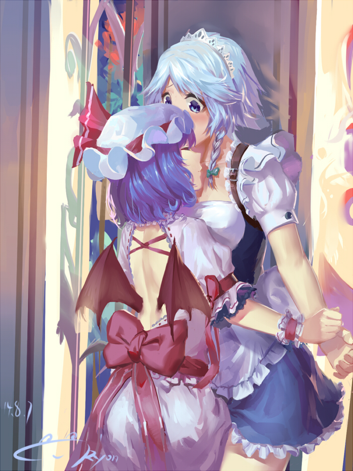 remilia scarlet and izayoi sakuya (touhou) drawn by liyou-ryon