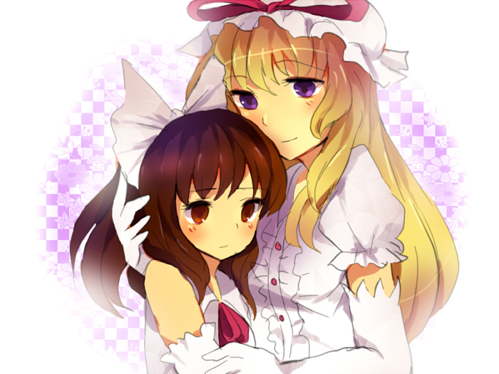 hakurei reimu and yakumo yukari (touhou) drawn by konoka