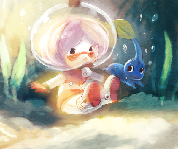 blue pikmin and brittany (pikmin) drawn by b_spa_gyoreva