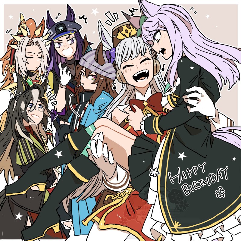 gold ship, mejiro mcqueen, nakayama festa, orfevre, dream journey, and 1 more (umamusume) drawn by asuka_(junerabitts)