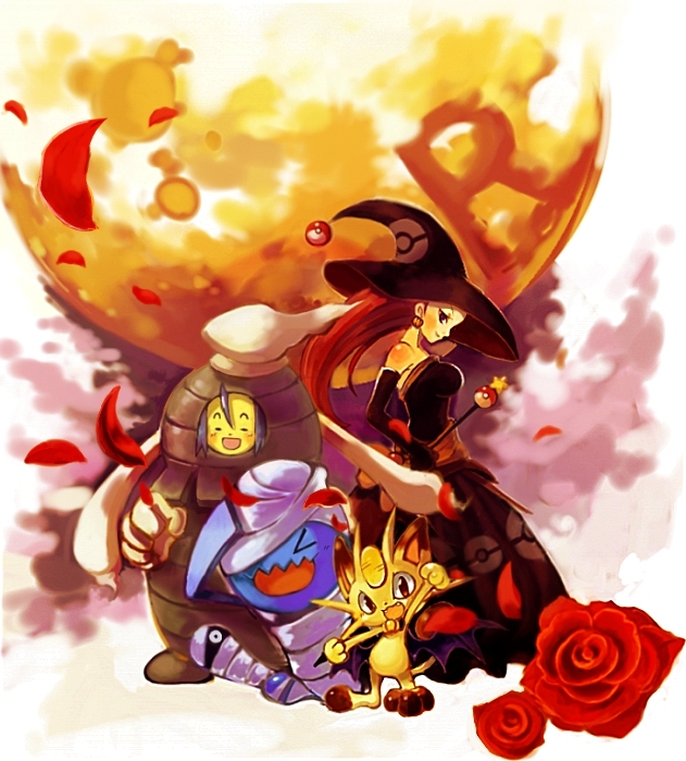 jessie, james, meowth, wobbuffet, and dusclops (pokemon) drawn by sayaka_(hot_cake_hunters)