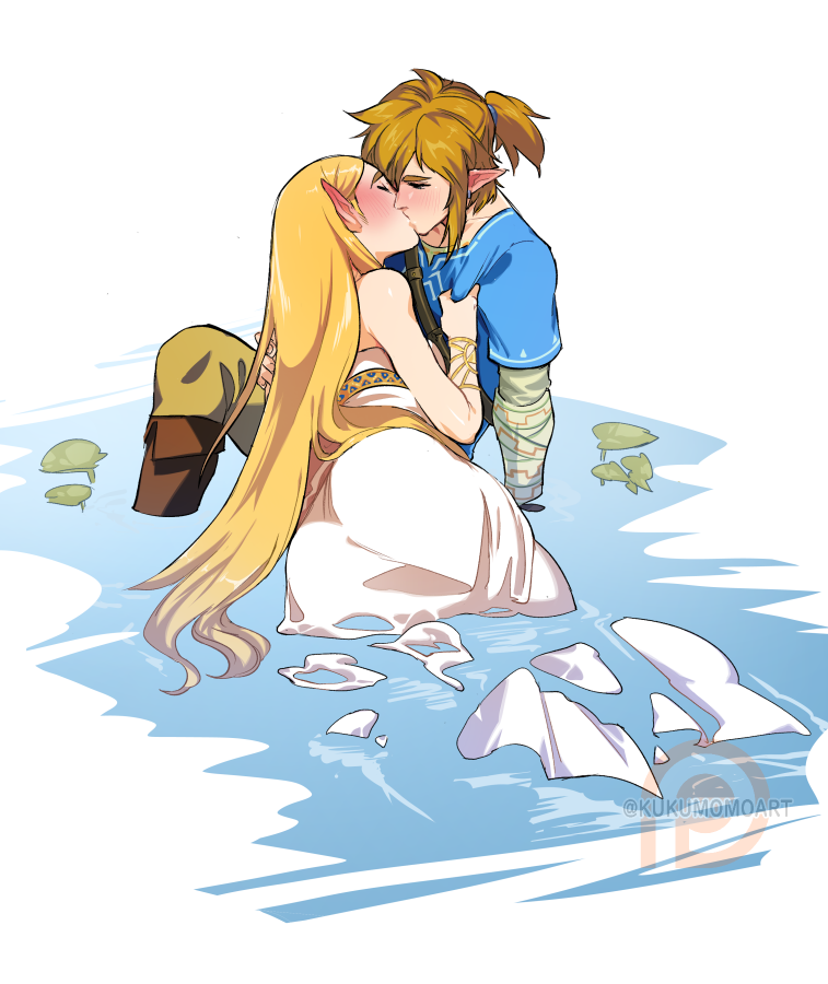 link and princess zelda (the legend of zelda and 1 more) drawn by kukumomo