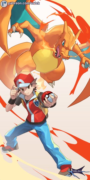 red and charizard (pokemon and 1 more) drawn by orlek