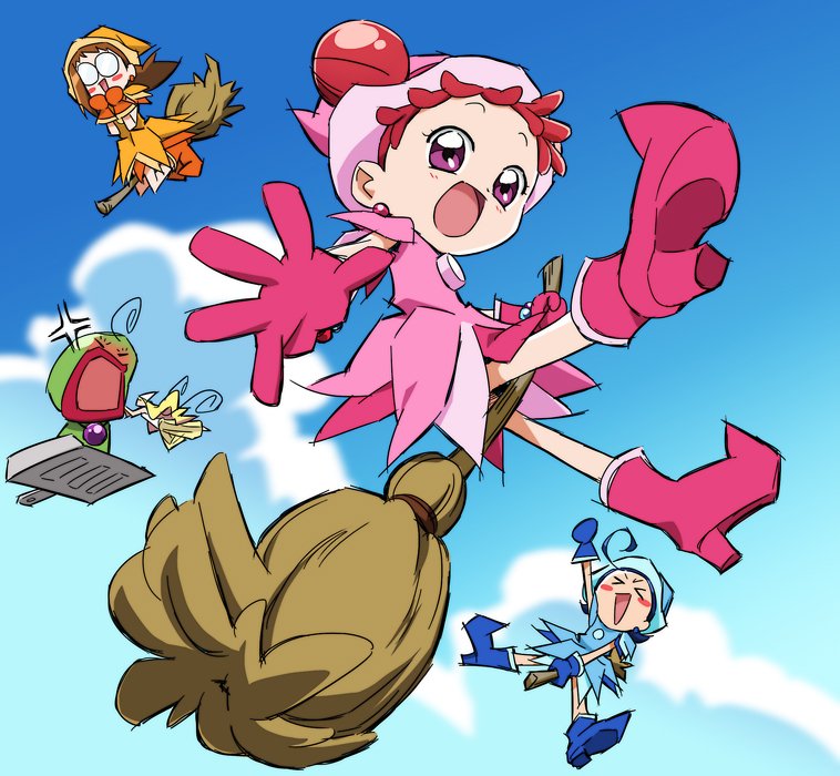 harukaze doremi, fujiwara hazuki, senoo aiko, majorika, and lala (ojamajo doremi) drawn by yoko.u