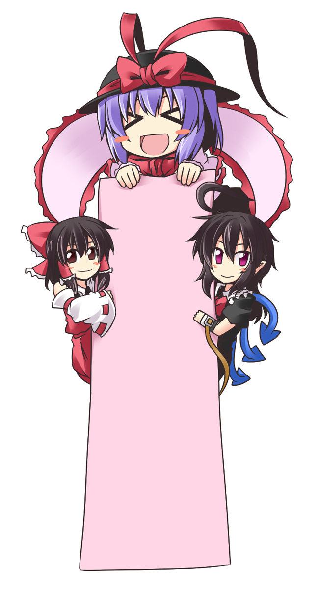 hakurei reimu, houjuu nue, and nagae iku (touhou) drawn by ichimi