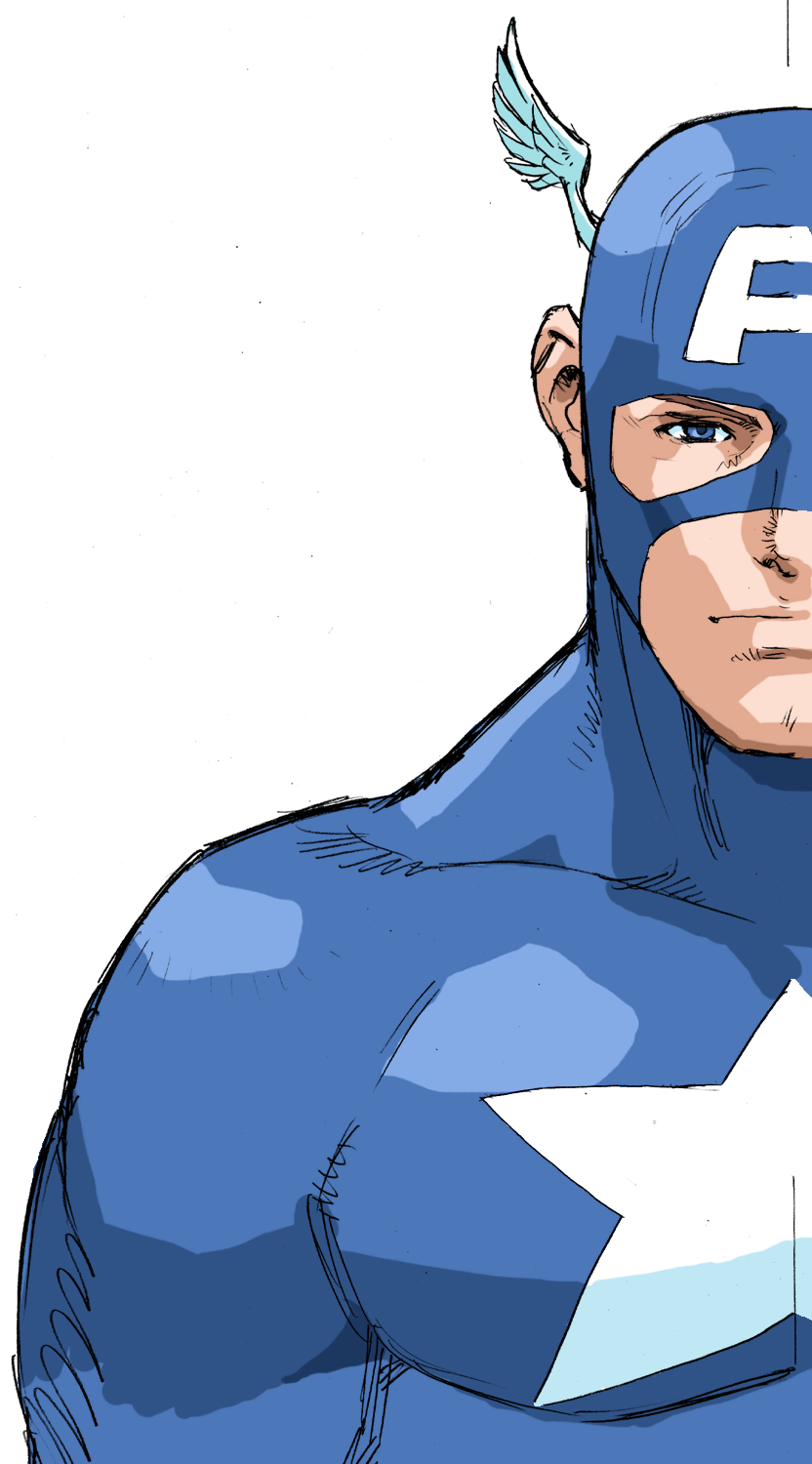 steve rogers and captain america (marvel and 1 more) drawn by bengus
