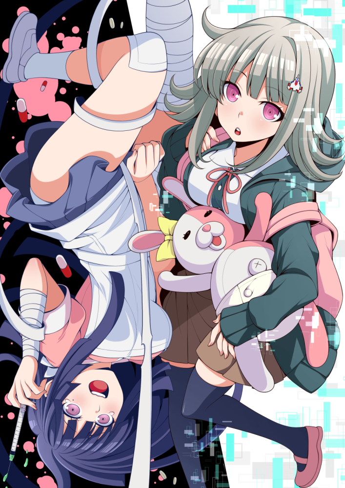 nanami chiaki, tsumiki mikan, and monomi (danganronpa and 2 more) drawn by eichi_yuu
